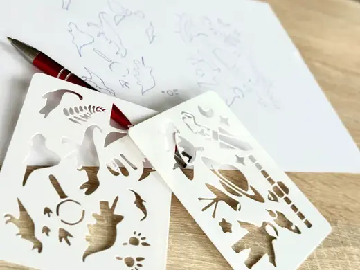 Montessori Template for Kids Stencils dino space