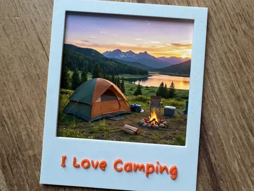 Polaroid Rahmen für Urlaubsfotos "I love Camping"