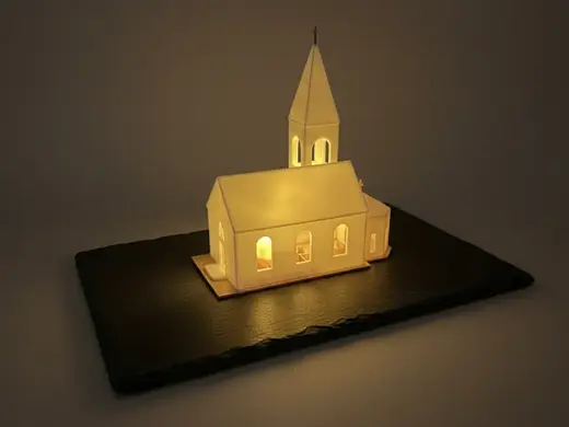 Dorfkirche mit Teelicht