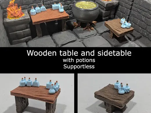 Table and sidetable with potions - supportless
