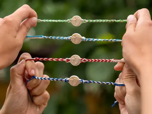 Bracelet with cross and footprint