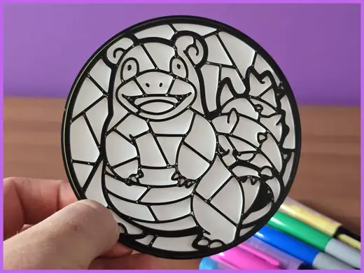 Slowbro Pokemon Stained Glass Coloring Craft DIY