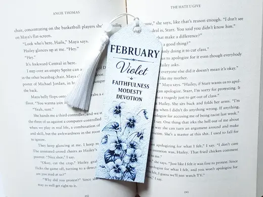 Bookmark, February Flower, Birth Month