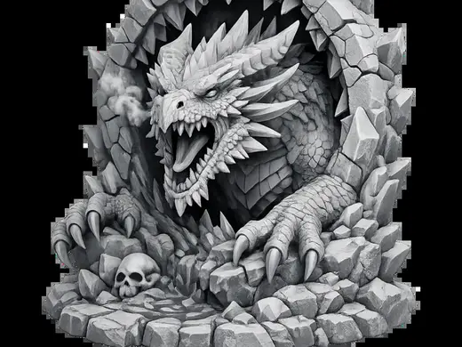 dragon exiting cave portal