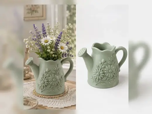 Sage Daisy Pitcher Vase