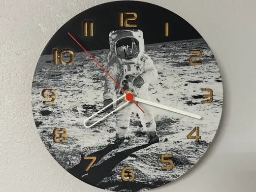 Wall / Desk Clock Buzz Aldrin on Moon HueForge