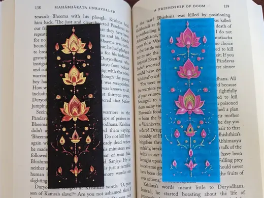 Diwali / Rangoli Bookmark #3 (Lotus and Lamps)