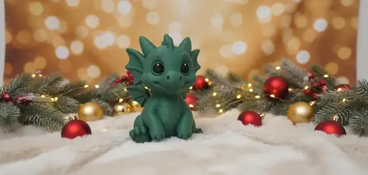 Cute Sitting Baby Dragon Holiday Figurine
