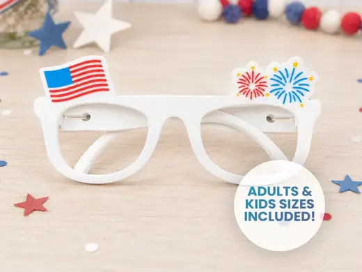 July 4th Glasses American Flag and Fireworks