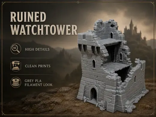 Ruined Watchtower – Medieval Battlefield Terrain