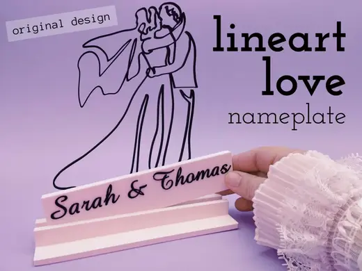 customizable Lineart Wedding name plate