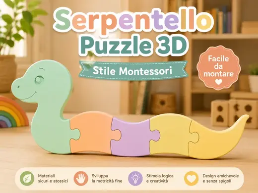 Serpentello Snake Puzzle 3D Montessori Edu Toy
