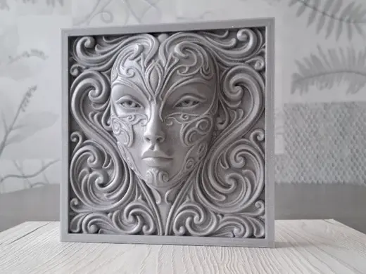 Serpentine Swirl Portrait - Relief Sculpture