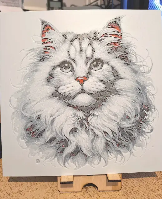 Beautiful fluffy cat - 20x20 hueforge - 4 colours