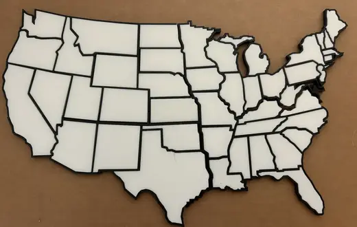 USA Frame Map w Individual Pieces, States Traveled