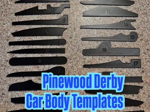 Numbered Pinewood Derby Car Body Template Tracers