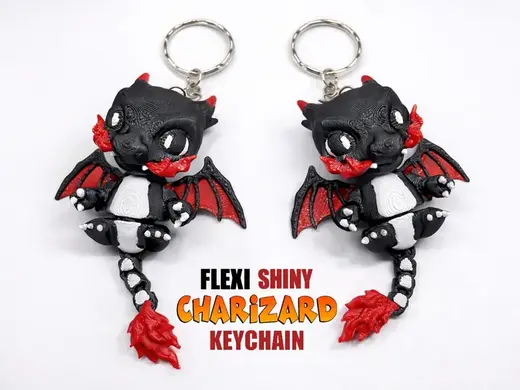 Articulated SHINY Charizard Flexi Keychain Chibi