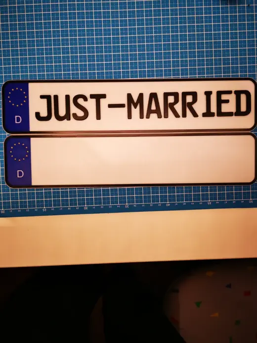 Just Married - German License Hochzeitsgeschenk zur Hochzeit für Autofans - KFZ Kennzeichen