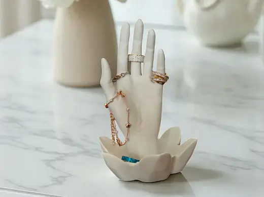 Hand-Shaped Jewelry Stand/Display with Lotus Bowl