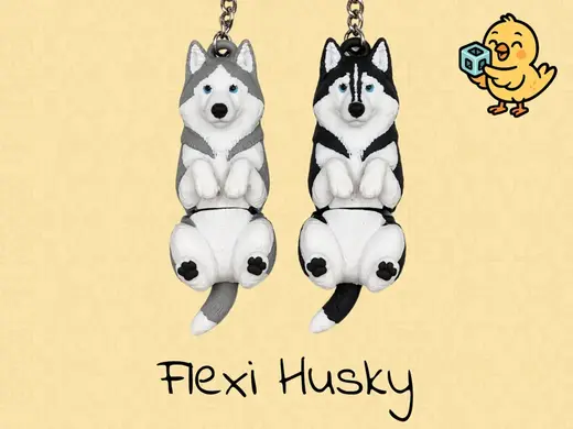 Husky Keychain – Articulated Flexi Cute Dog