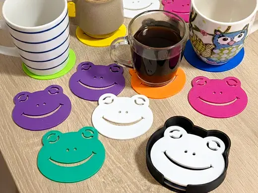 Frog Face Coasters with Holder – Fun Drink Set