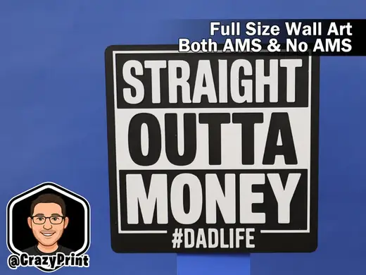 Outta Money #Dadlife - Funnt wall art/sign -No AMS