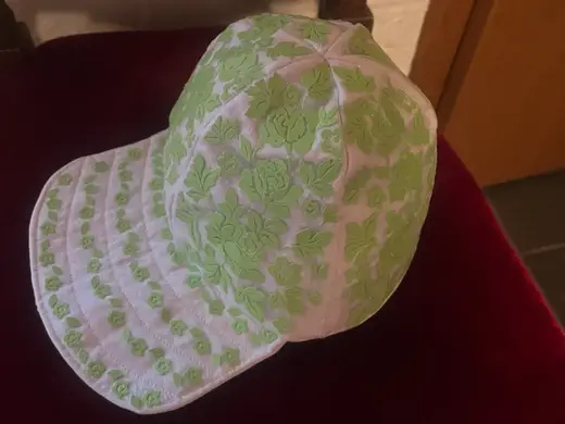 cap with 3 d printed floral fabric