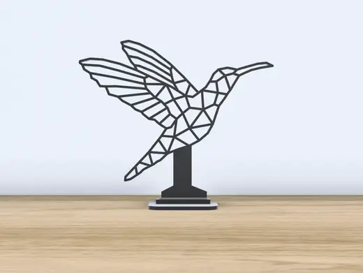 Geometric Low Poly - Hummingbird - With Stand