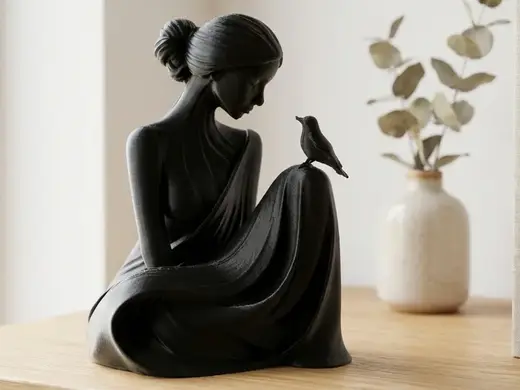 Bird Whisperer Lady Sculpture — Elegant Art