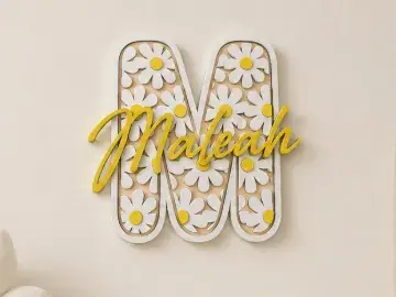 Daisy Flower Personalised Initial Name - A-Z
