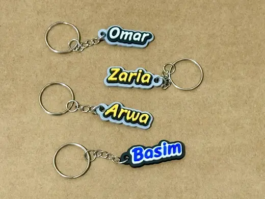 Custom Name Tag – 3D Stacked Text with Keyring