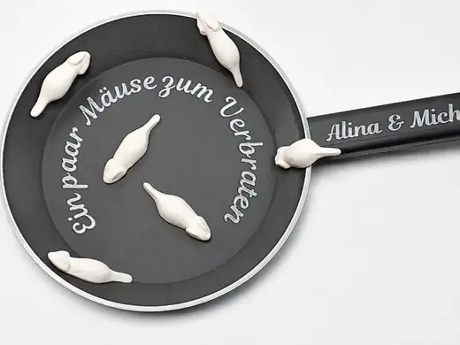 Geldgeschenk Bratpfanne Mäuse zum Verbraten