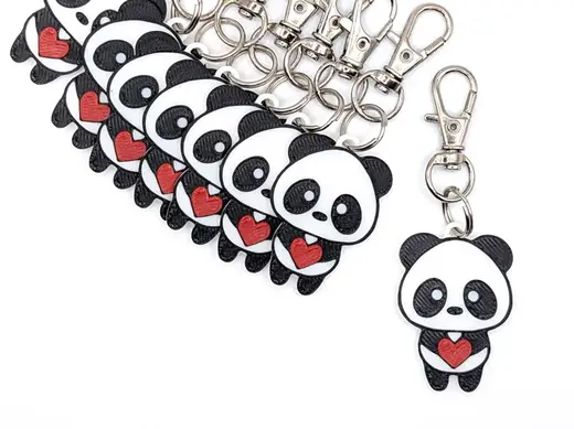 Cute Panda with Heart Keychain