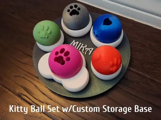 Cat Toy Ball Set with Customizable Storage Base
