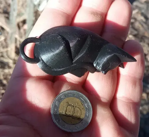 Wooden cat keychain