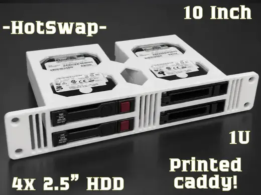 10" Rack 1U Tray 4x 2.5” SATA/SAS For HP Caddy