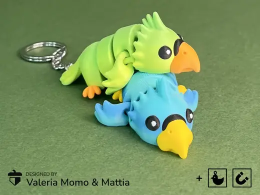 Cute Flexi Pets Parrot (Toy, Keychain & Magnet)