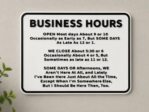 Funny Joke Business Hours Door Sign