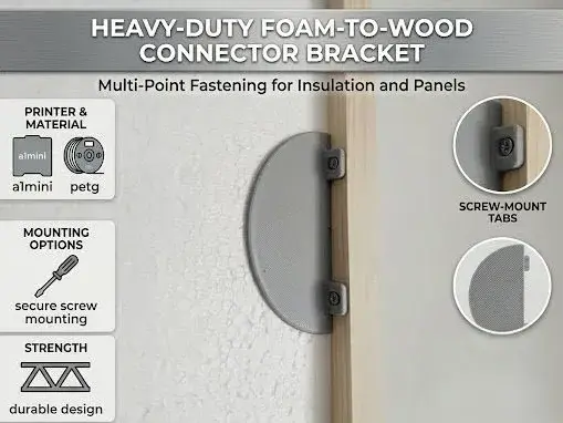 Heavy Duty Foam to Wood Connector Bracket