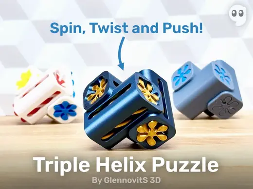 Triple Helix Puzzle (6 piece brainteaser + fidget)