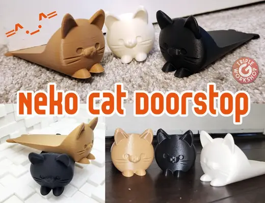 Neko Cat Doorstop =^._.^= No Supports