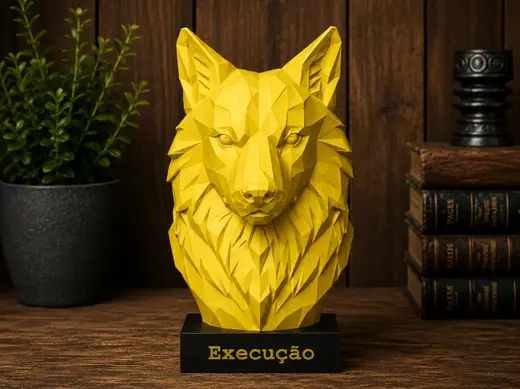 Estátua Lobo Low Poly Execução 3D