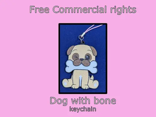 Dog with bone keychain - Free Commercial Rights