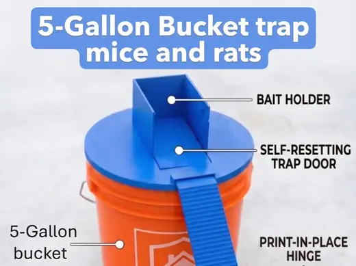 5-gallon bucket trap for mice and rats