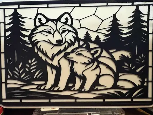 wolf and baby mosiac