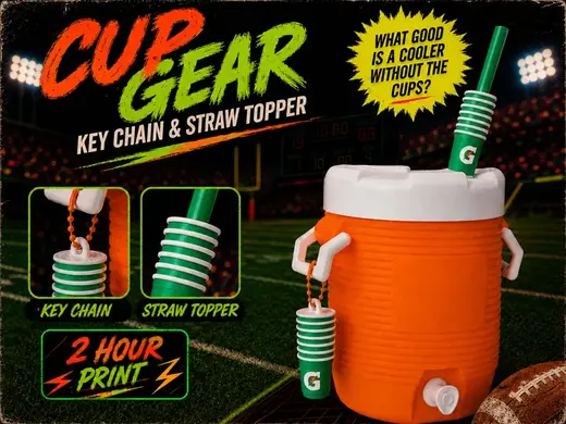 Sports Cooler Paper Cup Keychain and Straw Topper