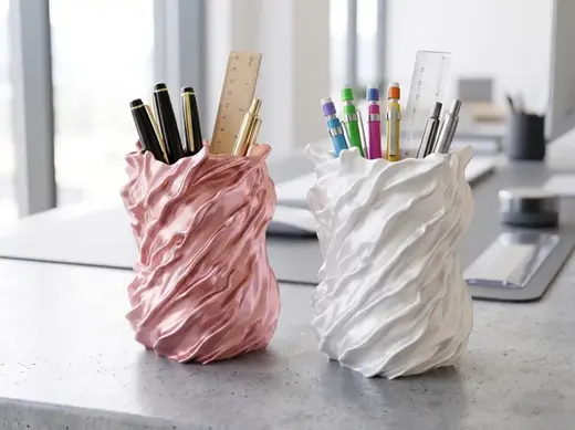 SilkFlame Pen Holder – Flowing Desk Organizer
