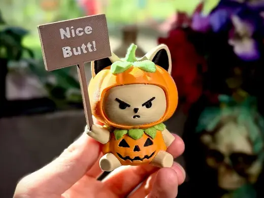 Angry pumpkin cat Print-A-Pal