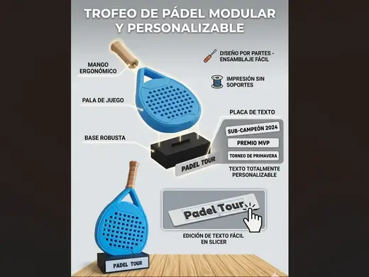 Trofeo Pádel Personalizable - Modular sin Soportes