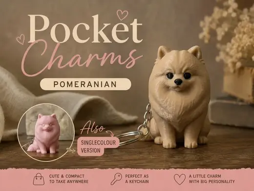Pomeranian Keychain Pocket Charms